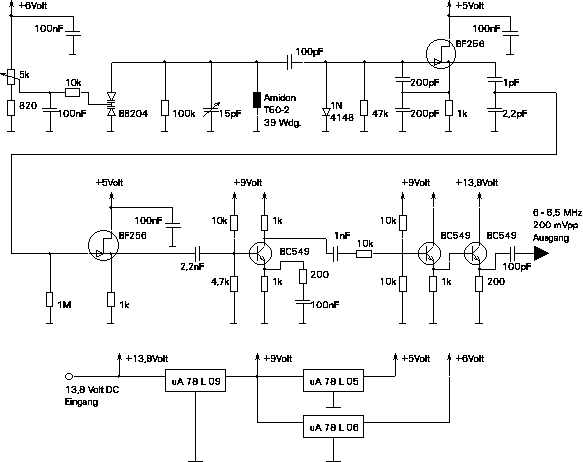 Circuit diagramm of the 6 MHz Colpitts Oscillator