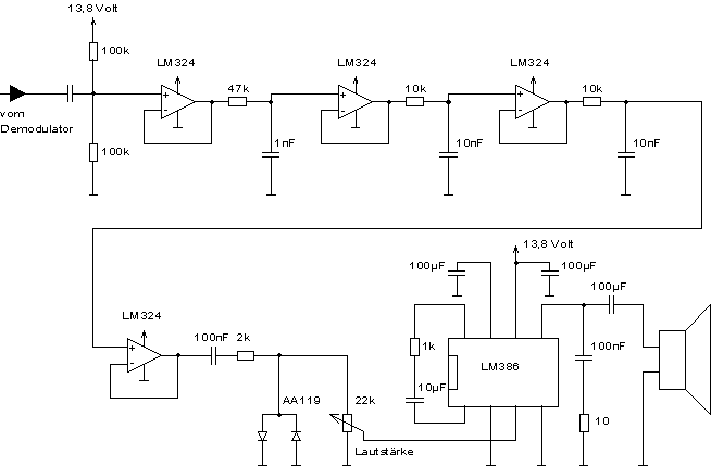 Circuit Diagram of the SSB audio amplifier