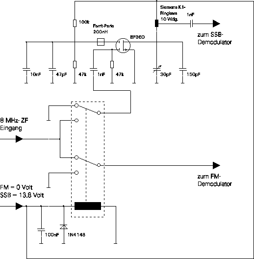 Circuit diagram of the SSB/FM switch